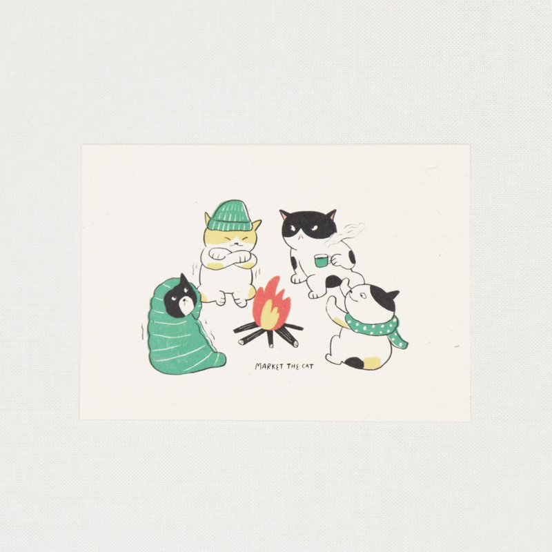 Keep warm together | Illustration postcard - การ์ด/โปสการ์ด - กระดาษ 