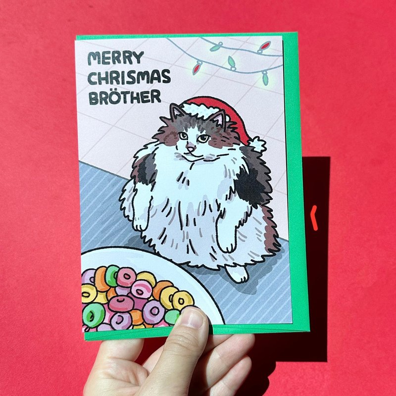 聖誕快樂兄弟循環有趣的肥貓架 - 卡片/明信片 - 紙 