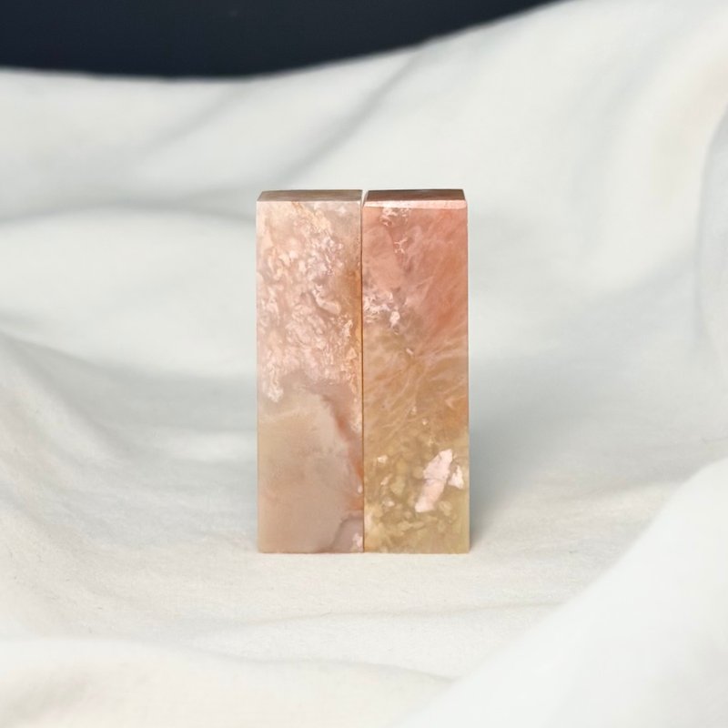 愛你一萬年 / 寶泥齋客製結婚/情人對章 - 精品老撾石 - 印章/印台 - 石頭 粉紅色