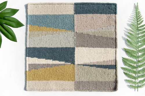 omhandmade 純羊毛地毯 墨西哥毯 針織手工織布地毯 野餐墊 民族風-藍色大海