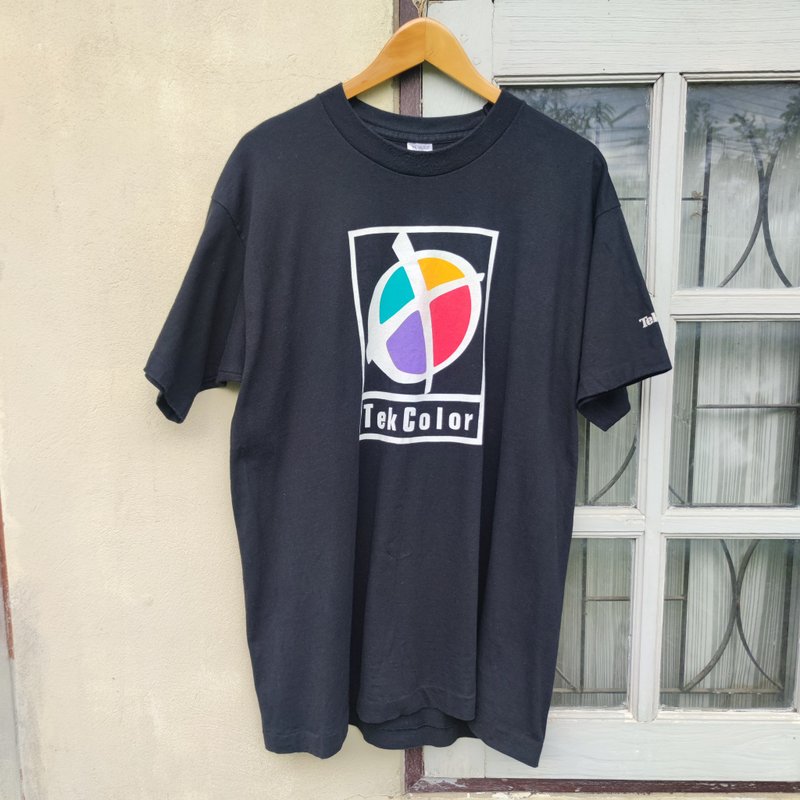 Vintage 90s Tekcolor Single Stitch Fruit Of The Loom Shirt XL - Men's T-Shirts & Tops - Cotton & Hemp Black