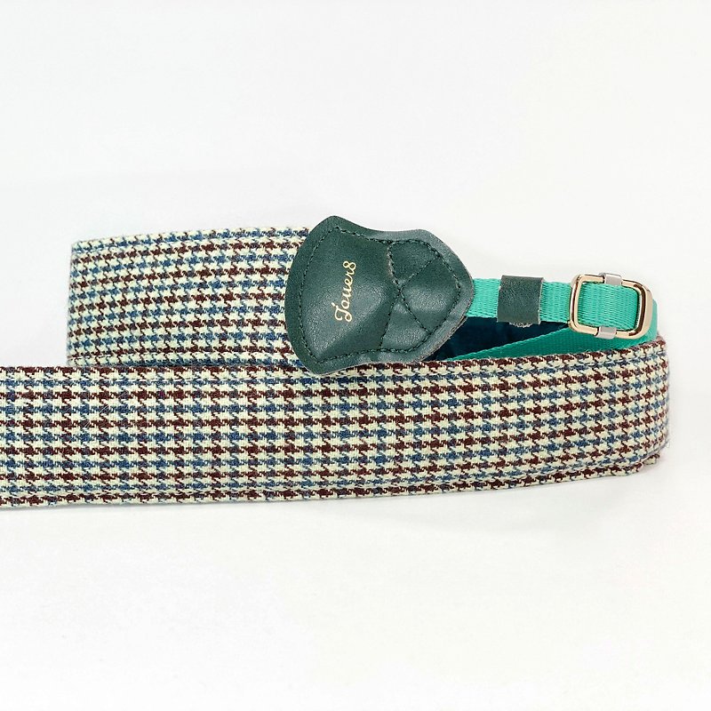 Decompression Strap - Width 4cm - Charles - Houndstooth Totem - Hair Classic Reproduction - Camera Straps & Stands - Cotton & Hemp Green