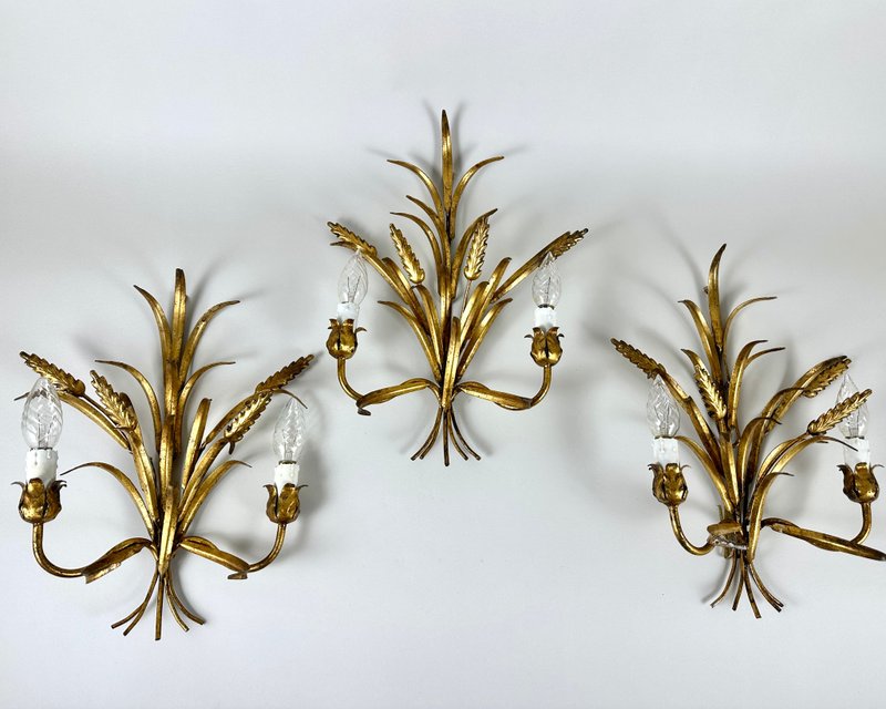 義大利裝飾藝術風格壁燈 Wheat Sheaf Design Florence 3 號套裝 - 燈具/燈飾 - 其他金屬 金色