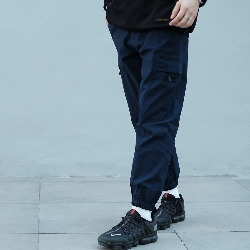 Functional Jogger Pants/Unisex/Chino/Trousers - กางเกงขายาว - ผ้าฝ้าย/ผ้าลินิน สีดำ