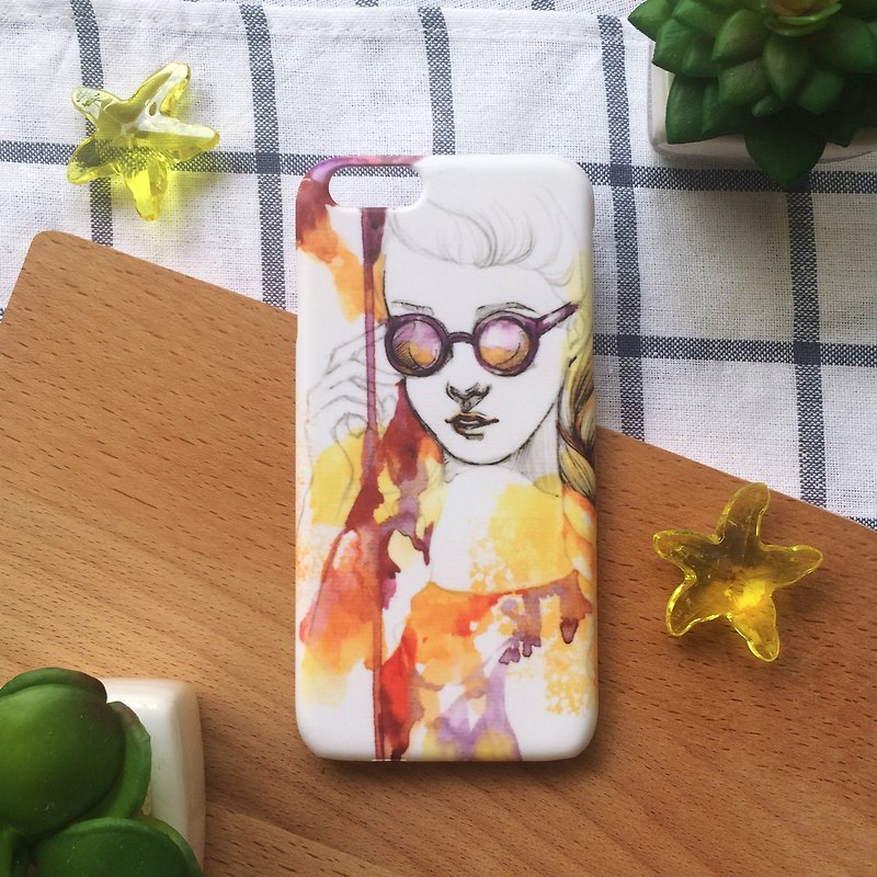 Romance Modern Girl with Sunglass illustration. Matte Case (iPhone, HTC, Samsung, Sony) - Phone Cases - Plastic Orange