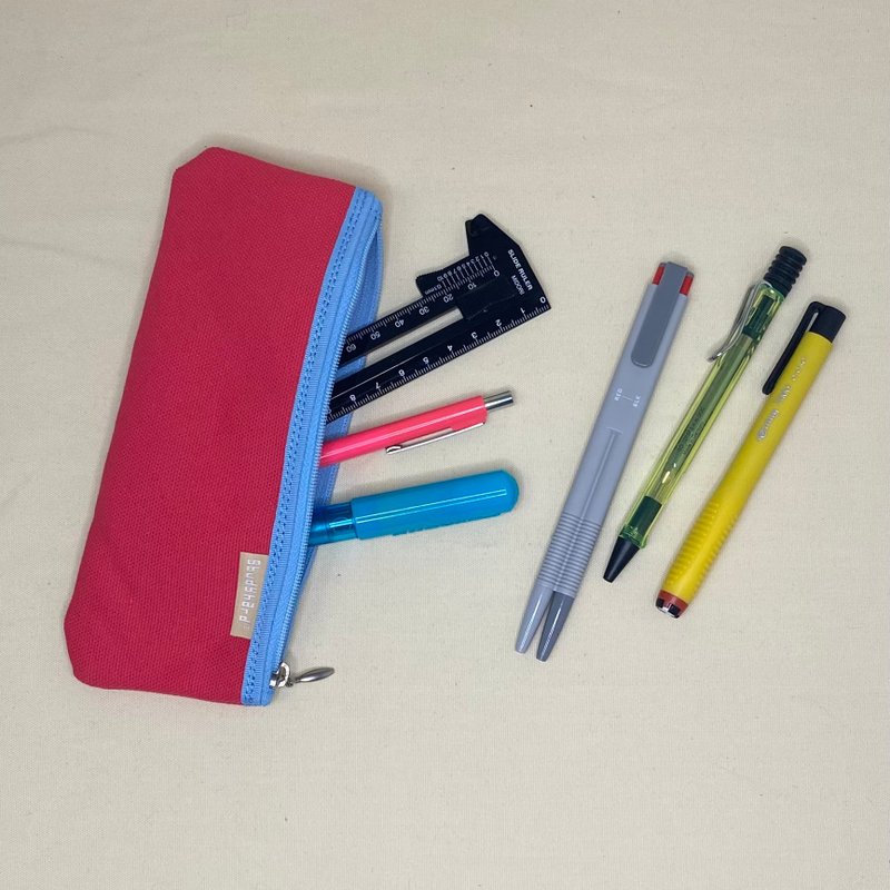 Pencil case without gusset - กล่องดินสอ/ถุงดินสอ - ผ้าฝ้าย/ผ้าลินิน สีแดง