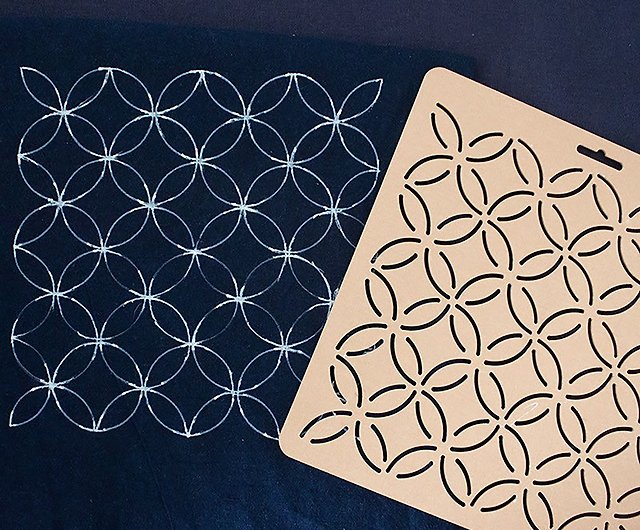 THEALESE Sashiko Stencils by Acrylic, Wave - Sashiko Embroidery Pattern -  Quilting Stencils