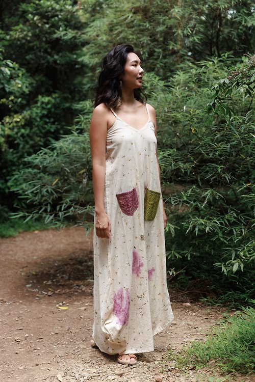 KALAKAR 印度有機棉口袋植物印染洋裝