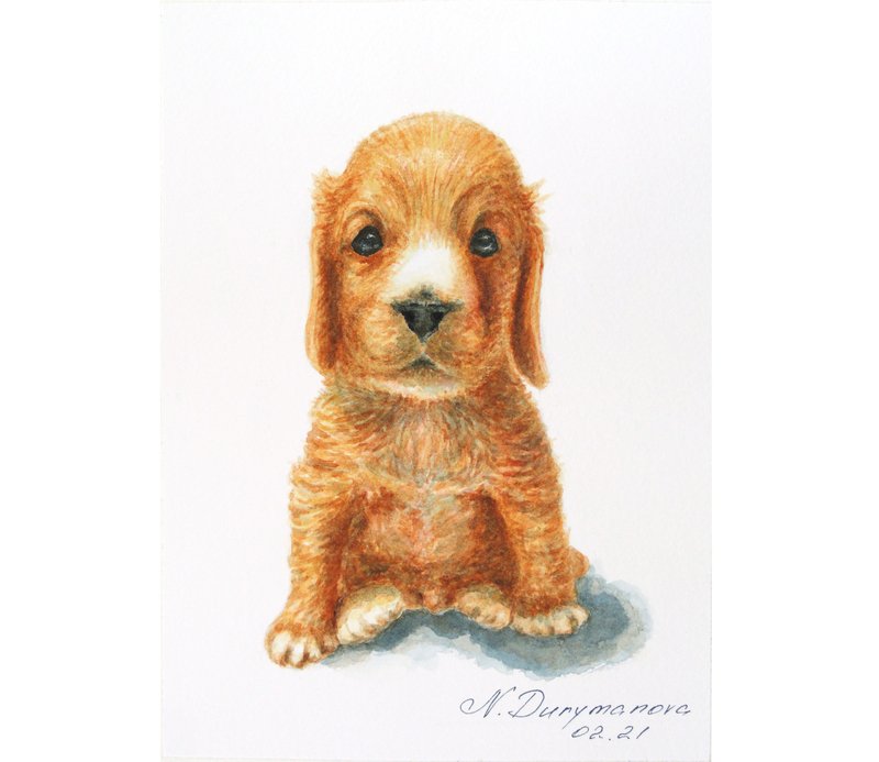 Cocker Spaniel Painting Original Art Dog Portrait Artwork Hunting Dog - Posters - Paper 