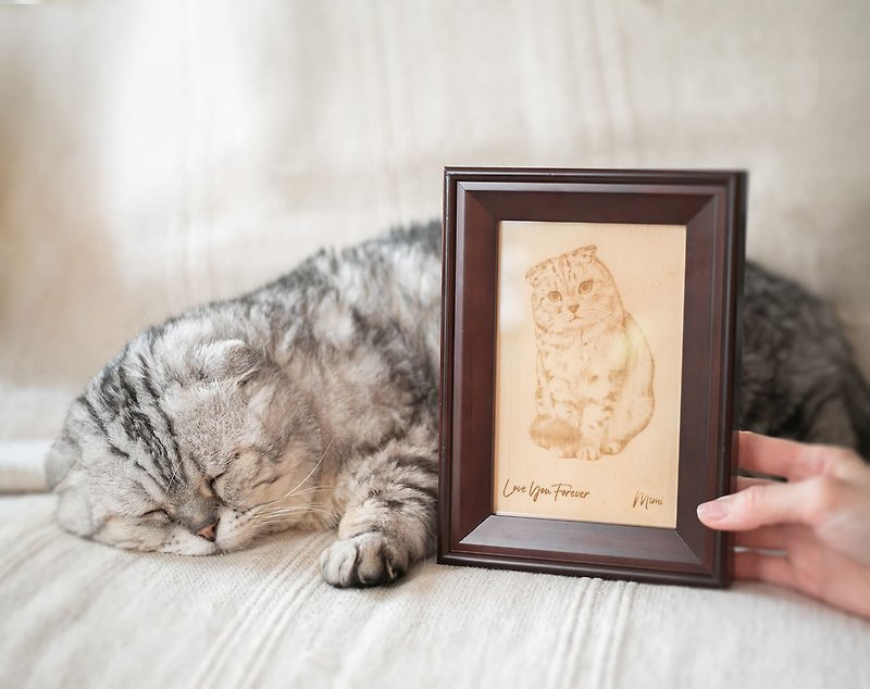 [Customized laser engraving] Laser engraving photo wood custom commemorative frame painting - กรอบรูป - โลหะ สีนำ้ตาล