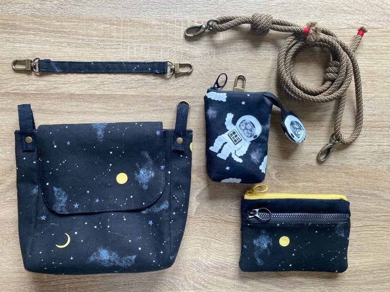 Astronaut Meow Meow/Fangfang Tofu Bun Series Set/Shoulder Back, Crossbody, Hand-Hand, 3 Combination Series - กระเป๋าแมสเซนเจอร์ - ผ้าฝ้าย/ผ้าลินิน 