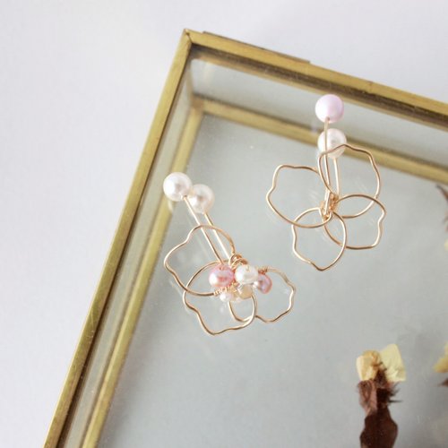One N Only Jewelry 【聖誕飾品】都市雨林大探索Urban Lazy 扶桑花 水晶珍珠 14k包