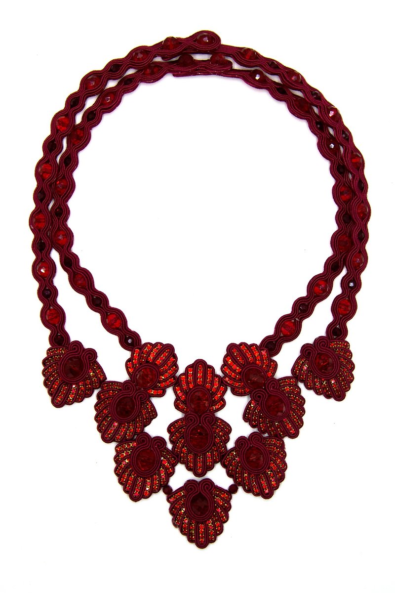 Necklace Statement sparkling necklace - Necklaces - Other Materials Red
