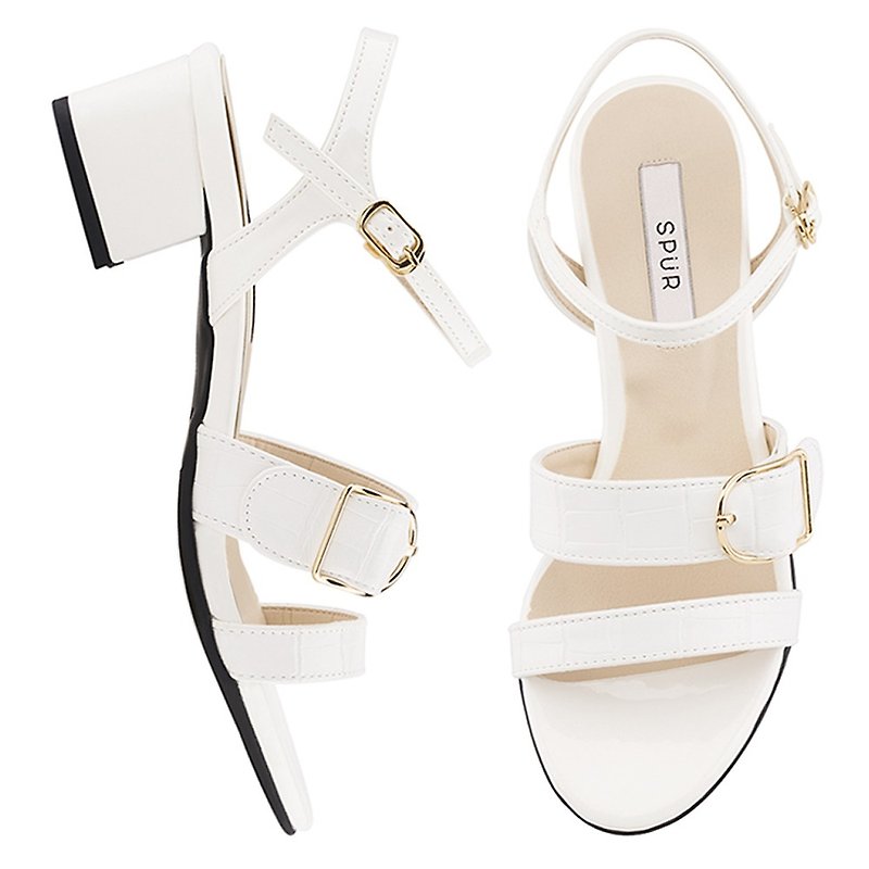 PRE-ORDER – SPUR Buckle point strap MS7074 WHITE - Sandals - Faux Leather 