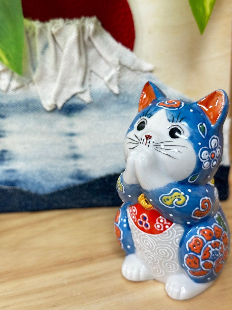 九谷燒 | 祈福猫 青盛 10CM - 擺飾/家飾品 - 陶 粉紅色