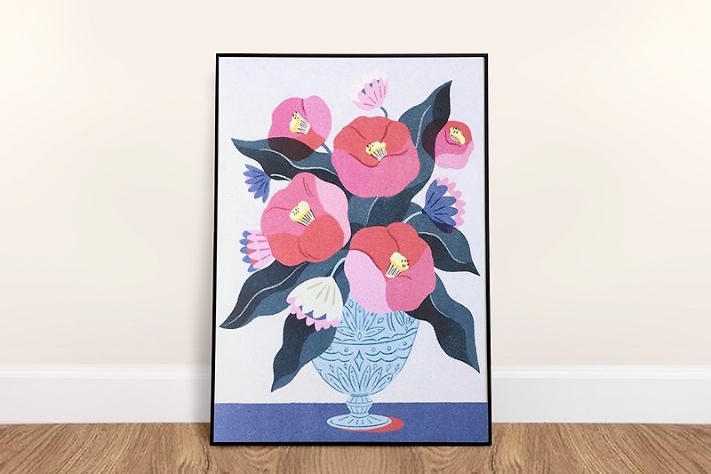 camellias in vase | A5 poster | Art print | - Posters - Paper White
