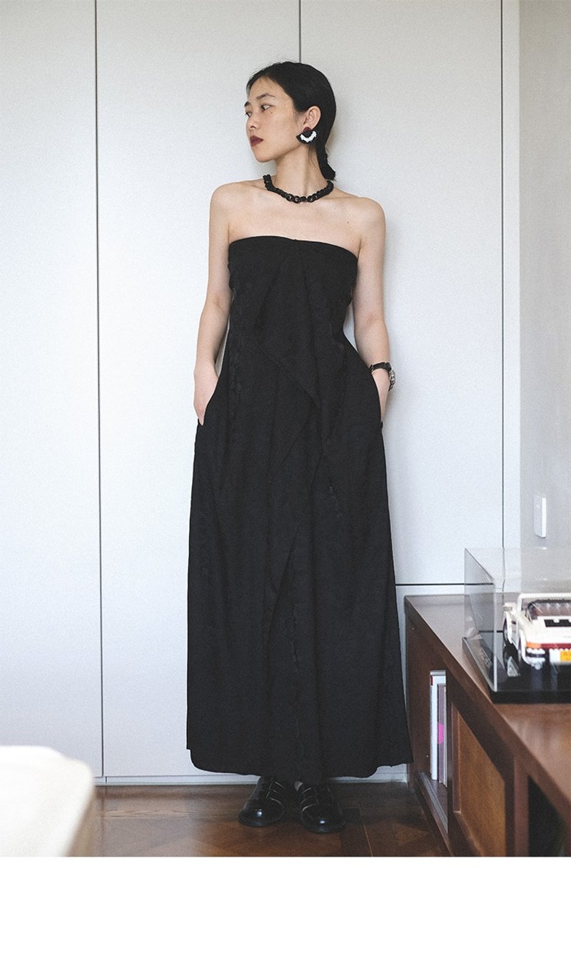 Chinese style tube top backless dress long dress - One Piece Dresses - Polyester 