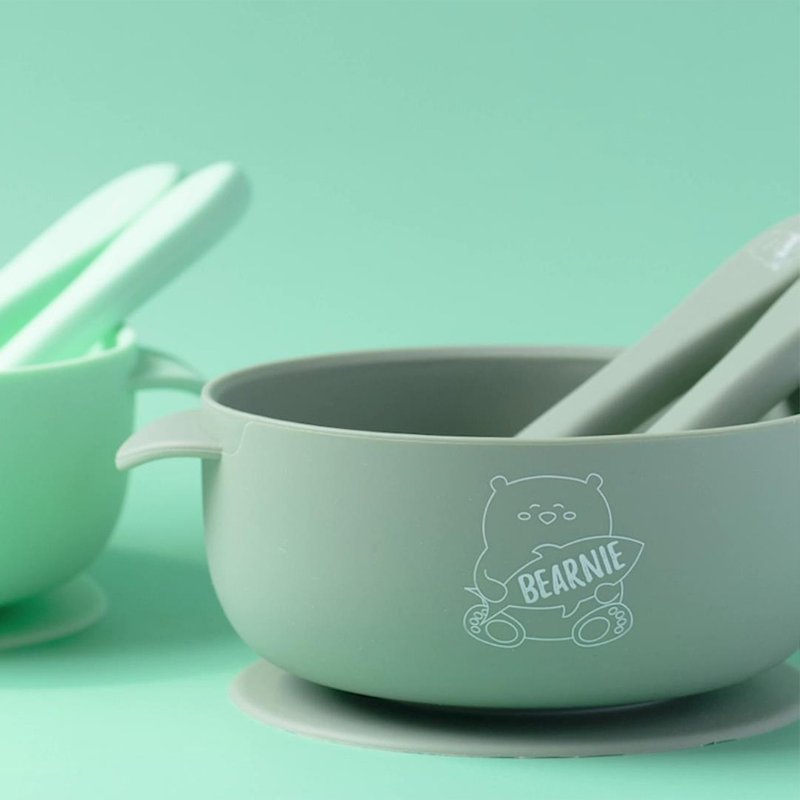 大熊好食吸盤碗(附贈湯叉)【多款】-新加坡Little Bearnie - 寶寶/兒童餐具/餐盤 - 矽膠 多色