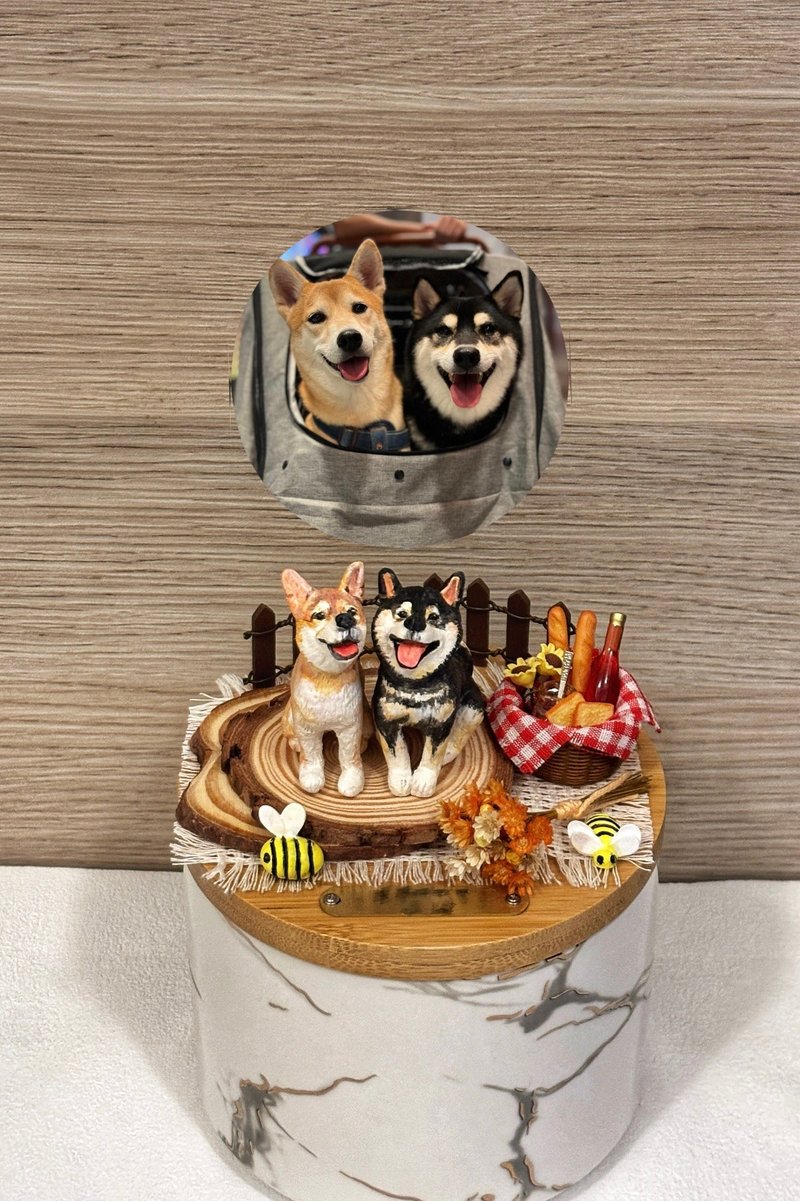 | Custom | Fur Baby Picnic | Dried Flower Bee Aroma Stone Pet Gift Memorial box - อื่นๆ - ดินเหนียว สีส้ม