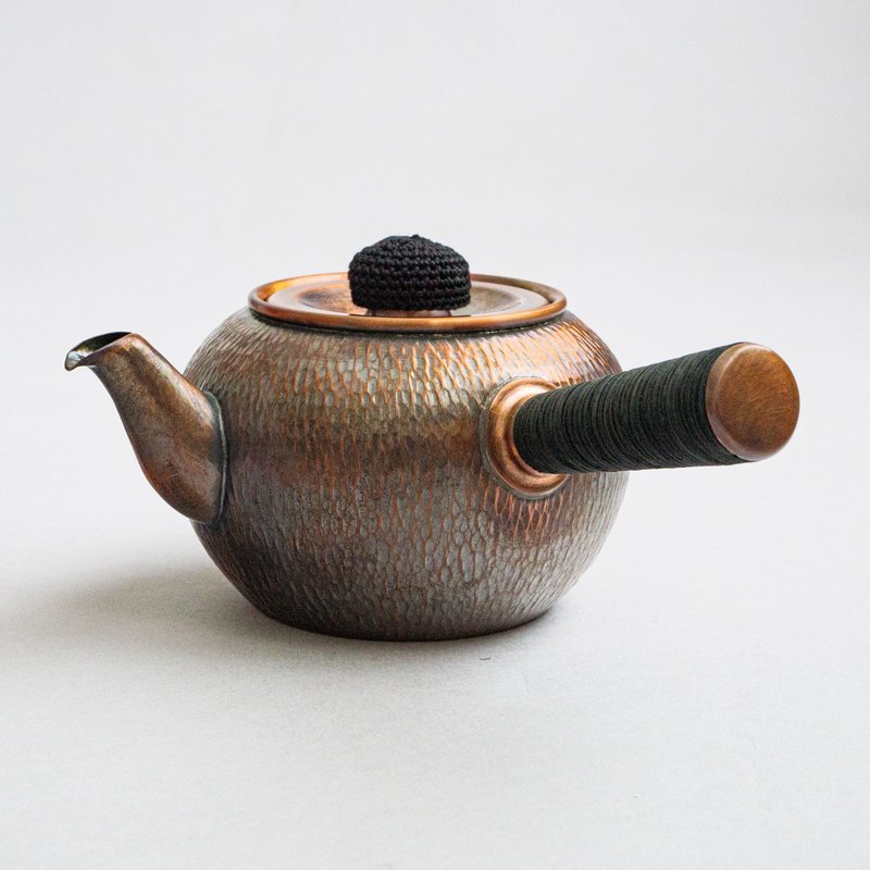 銅製急須丸形 (中) タテゴザ目 - 茶壺/茶杯/茶具 - 銅/黃銅 