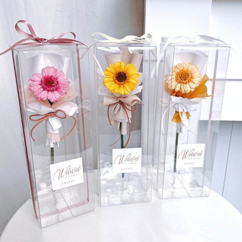 畢業花束 畢業禮物 日本進口單支永生太陽花禮盒-3色教師節 - 乾燥花/永生花 - 植物．花 黃色