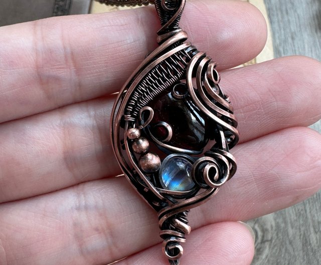 ハンドメイド ワイヤーラップペンダント わずらわしく シーグラス