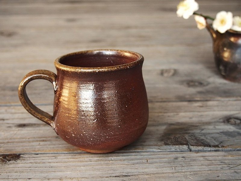 Bizen coffee cup (medium) _c2-065 - Mugs - Pottery Brown