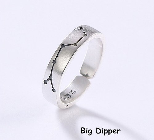 garyjewelry Simple Carved Big Dipper Open Rings for Men Women Unisex Real 99% Fine Silver