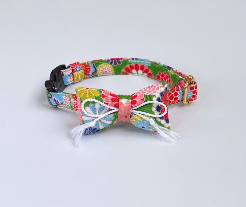 ハイカラリボン首輪【緑】 - 項圈/牽繩 - 棉．麻 綠色