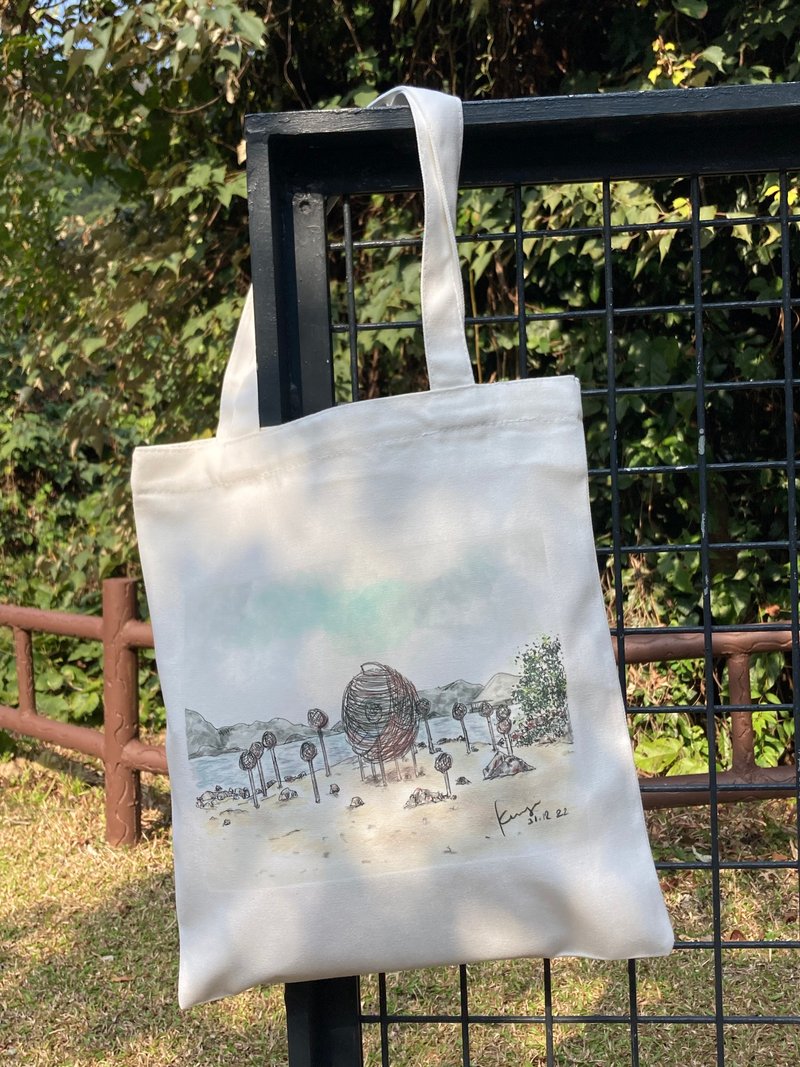 Xiyehai Art Festival Limited Tote bag-Moon Shadow in the Sunlight - Messenger Bags & Sling Bags - Cotton & Hemp White