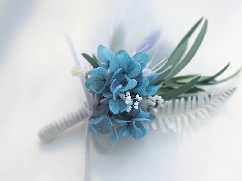 Deep Sea Deep Blue Blessing Brooch Yongsheng Flower Wedding Applicable - Dried Flowers & Bouquets - Plants & Flowers Blue