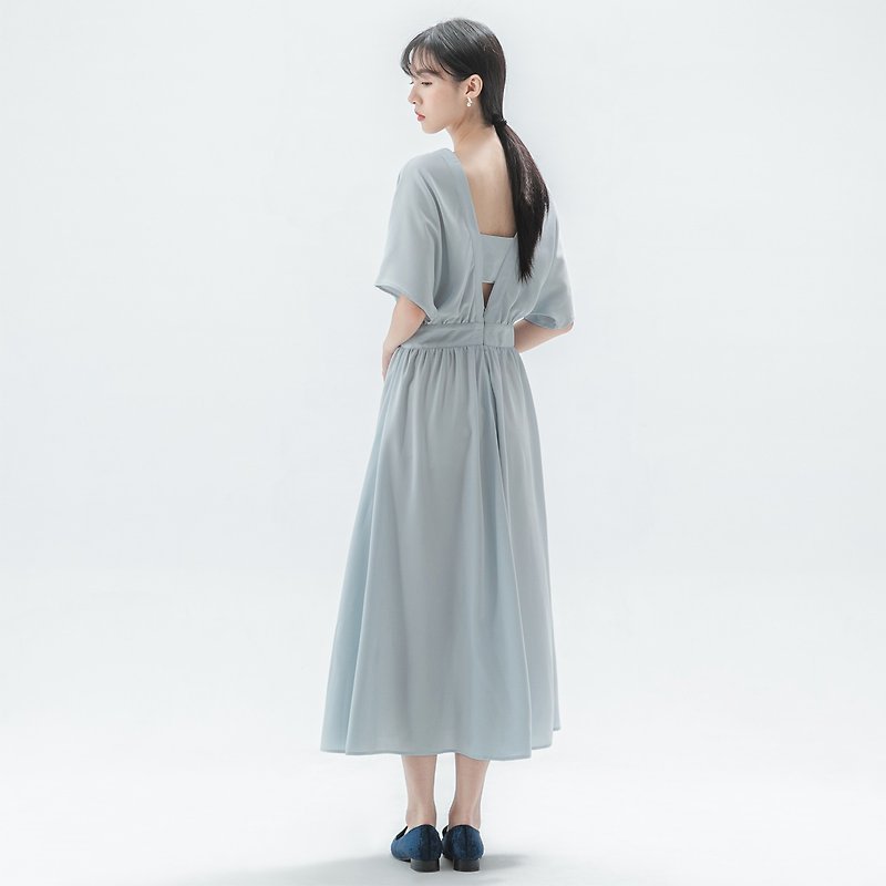 [Classic original] Galaxy_ Galaxy dinner hollow dress _CLD007_ light gray blue - One Piece Dresses - Polyester Blue