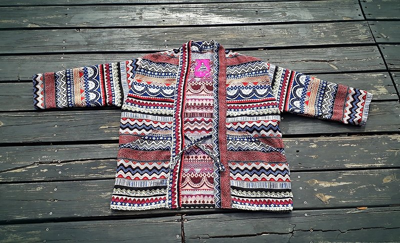 AMIN'S SHINY WORLD handmade custom KIMONO color ethnic persian cloth jacquard hood coat coat - Women's Casual & Functional Jackets - Cotton & Hemp Multicolor
