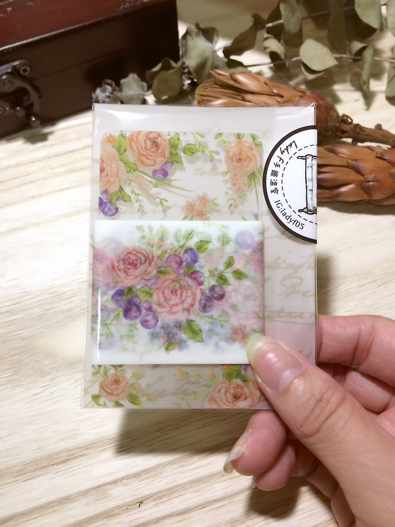 Peony and raspberry paper tape packaging - Washi Tape - Paper Multicolor