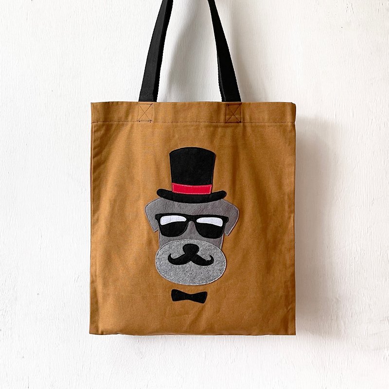 Smart Dog, Handmade Canvas Tote Bag - Messenger Bags & Sling Bags - Cotton & Hemp Brown