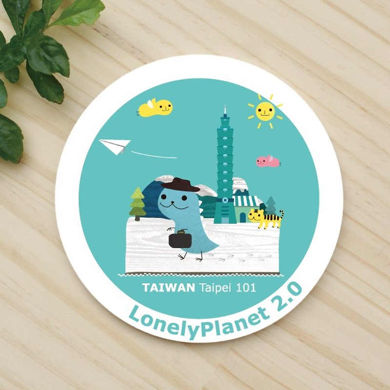 [Lonely Planet 2.0] ceramic water coaster - Danny the Dragon in Taipei - Items for Display - Pottery Blue