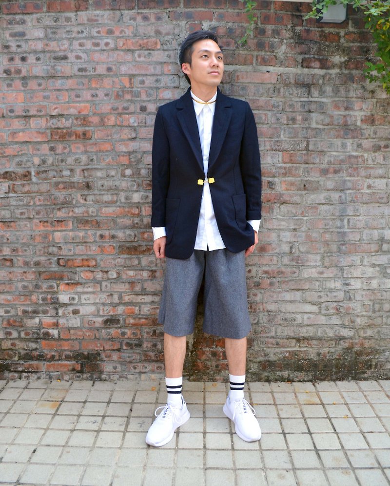 TIMBEE LO floral gray wool fleece wide-tube trousers inner support half-lined cloth tailor production limited to 5 pieces - กางเกงขายาว - ขนแกะ สีเทา