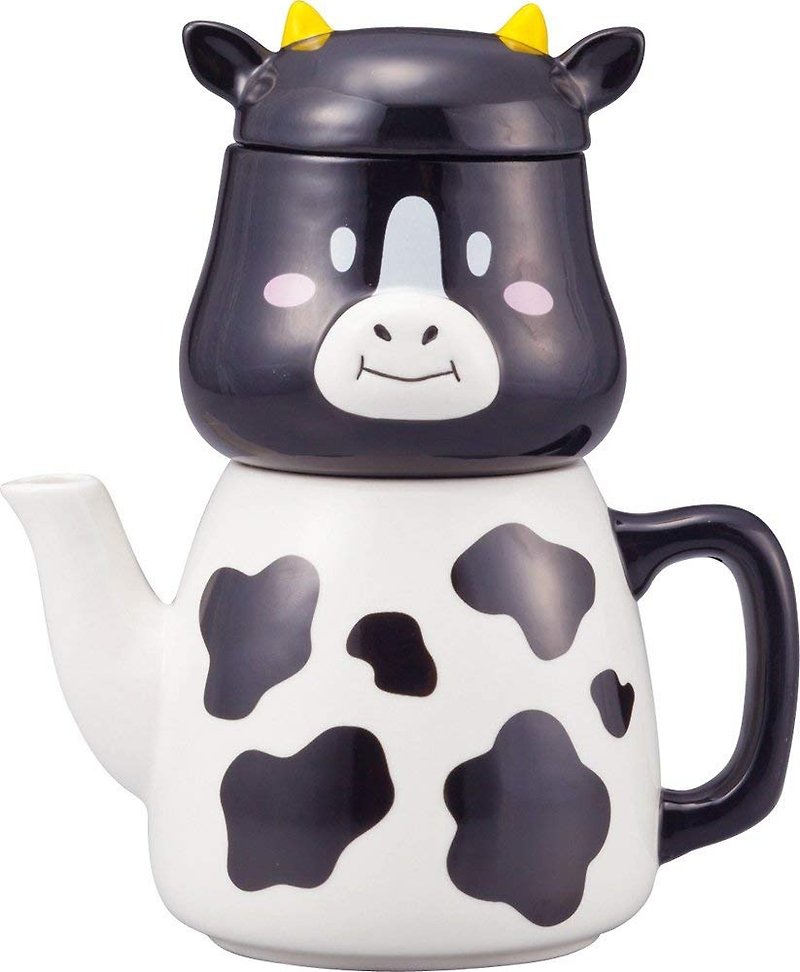 Japanese sunart cup pot group - cow - Teapots & Teacups - Pottery Black