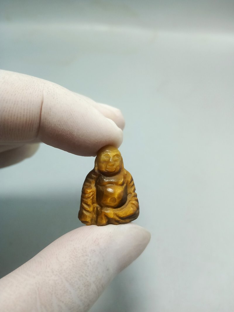 20mm Hand Carved Tiger Eyes Stone Happy Buddha Statue 100%Authentic NaturalStone - 其他 - 石頭 