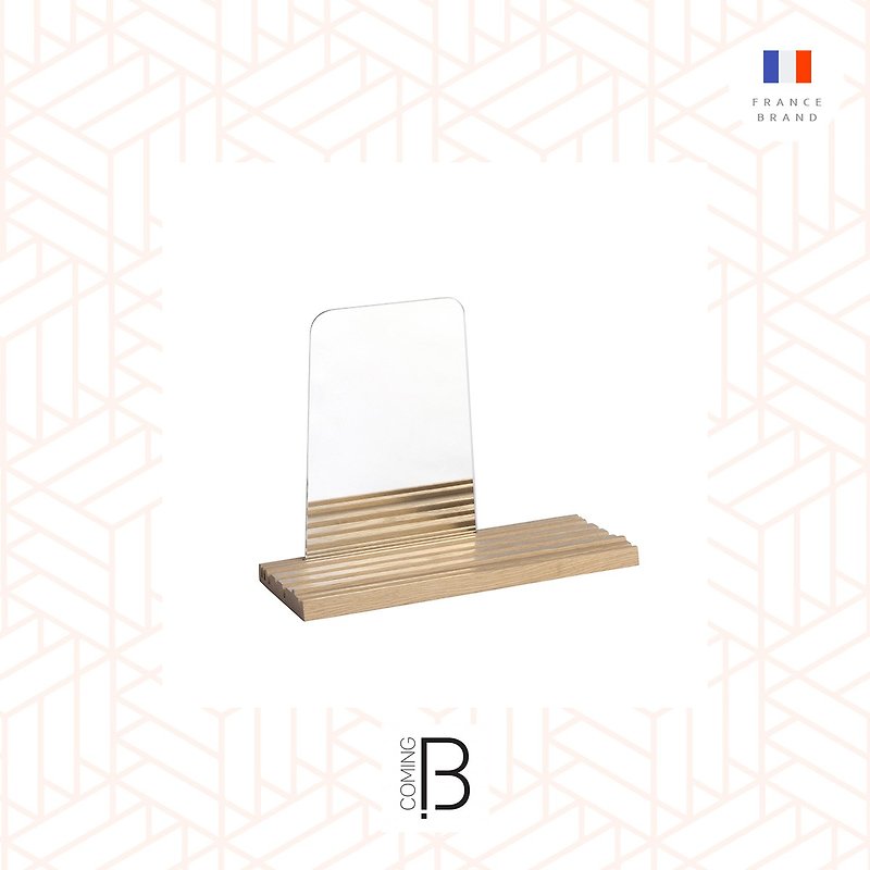 法國comingB 棕色實木桌上擺件連鏡子 - 擺飾/家飾品 - 木頭 咖啡色