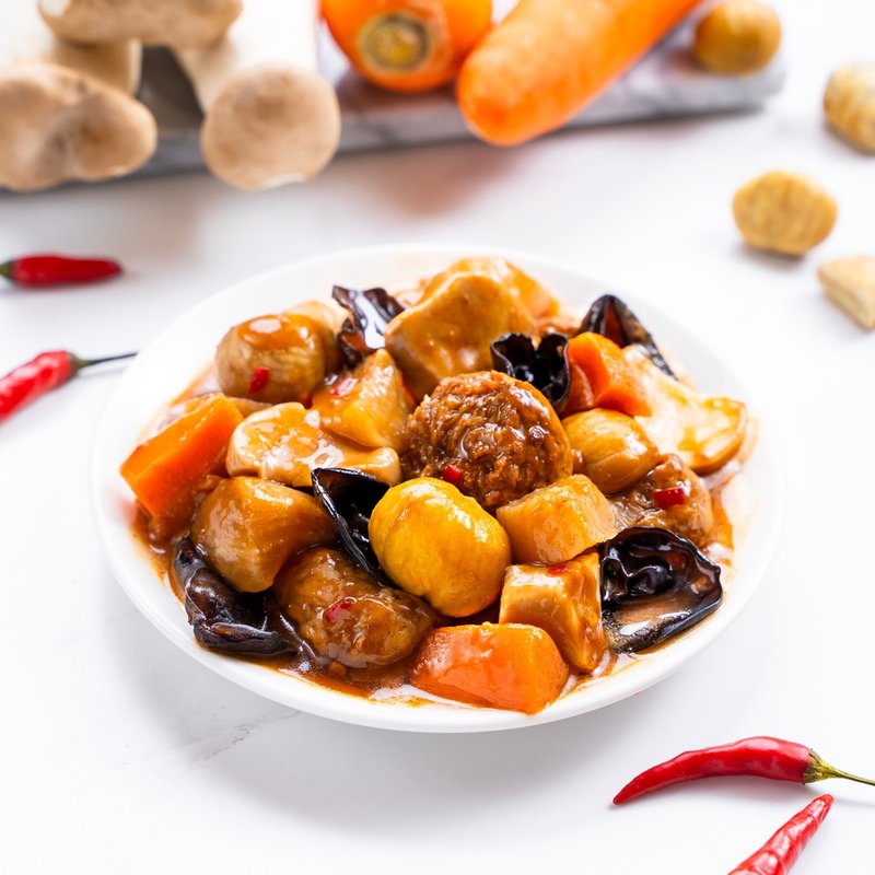 紅燒栗子杏鮑菇200G-全素 - 料理包/調理包 - 新鮮食材 