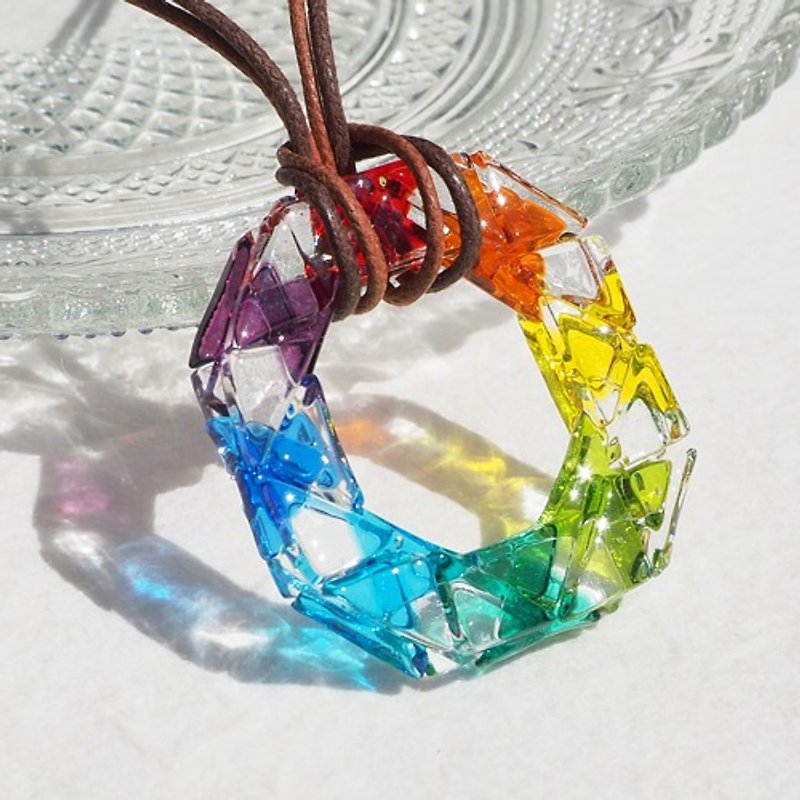 [Rainbow] [Special] Time ticking glass (clock [rainbow]) necklace [Made-to-order] - สร้อยคอ - แก้ว หลากหลายสี