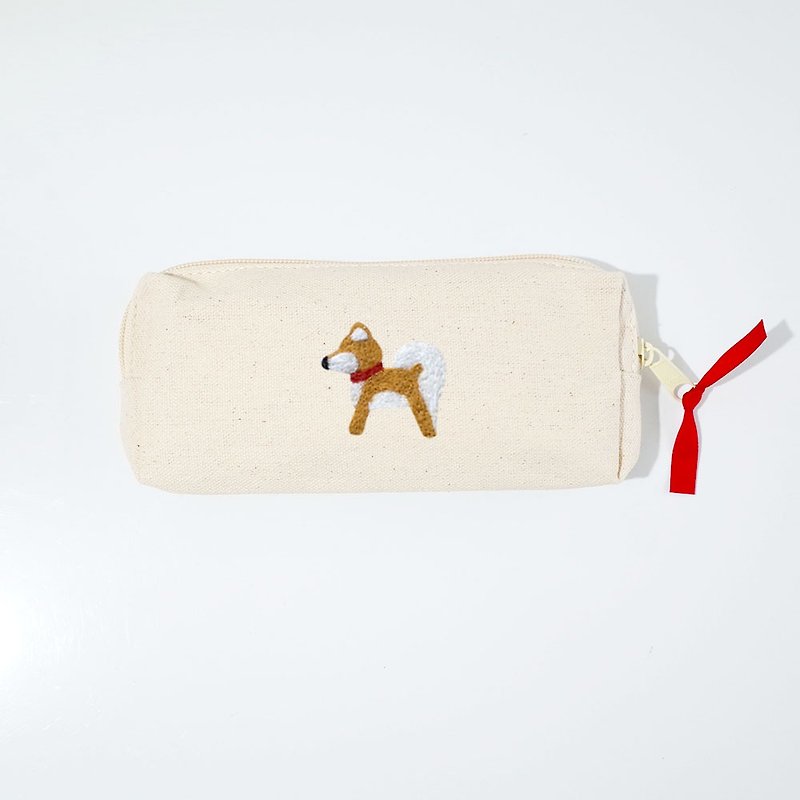 【Q-cute】筆袋系列-柴犬、哈士奇、柯基、臘腸-加字/客製化 - 鉛筆盒/筆袋 - 棉．麻 多色
