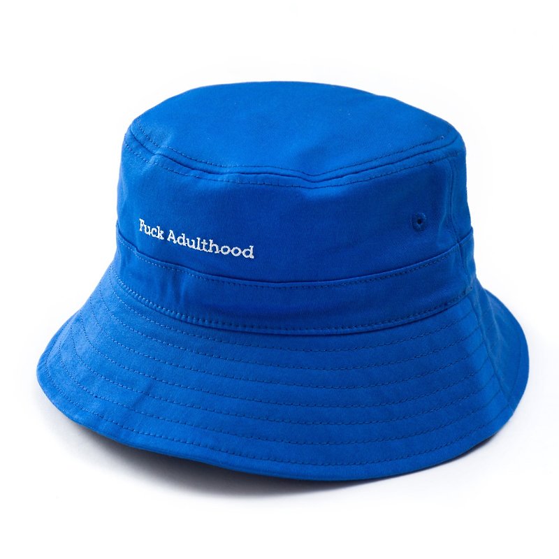 【TroubleMaker】 Message Embroidery Bucket Hat - Black//Blue(AH105) - หมวก - ผ้าฝ้าย/ผ้าลินิน สีดำ