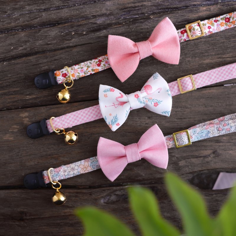 Cat Collars Your Boyfriend Flamingo Set - Collars & Leashes - Cotton & Hemp Pink