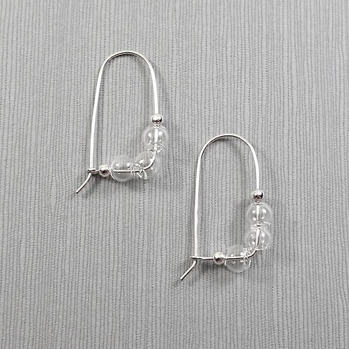 Miss Maru Jewellery Bubble | 可調式3顆透明玻璃泡泡球倒U型925純銀耳針耳環