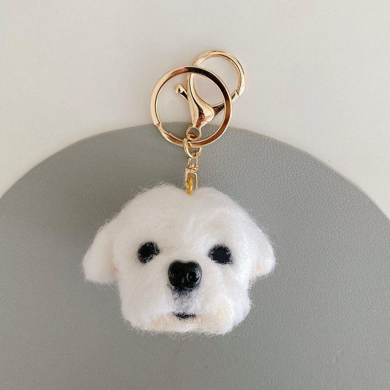 Customized-pet wool felt head/dog/cat/Maltese/key ring/pin - ที่ห้อยกุญแจ - ขนแกะ 