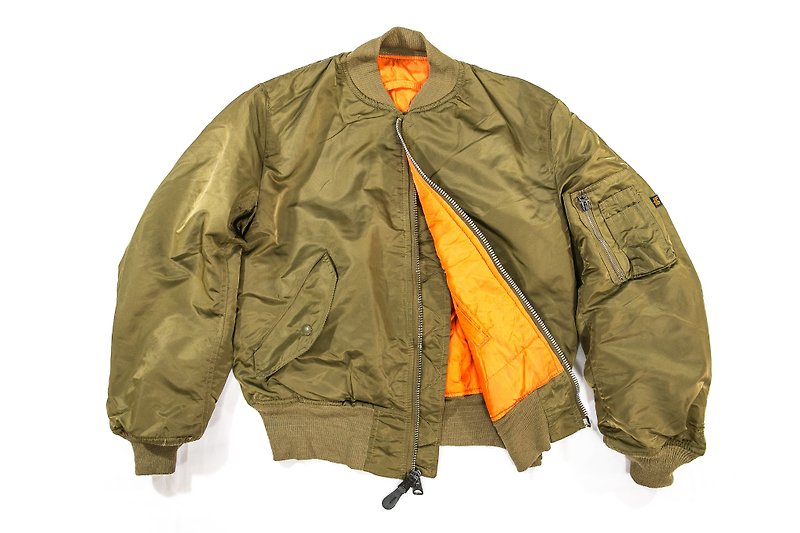 [3thclub Ming Ren Tang] alpha MA-1 USA Air Force coat brown-green vintage ma1-002 - เสื้อแจ็คเก็ต - ผ้าฝ้าย/ผ้าลินิน สีนำ้ตาล