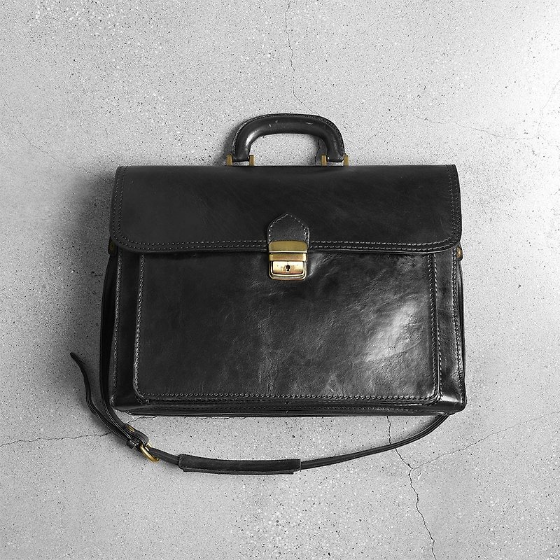 Vintage Handbag - Briefcases & Doctor Bags - Genuine Leather Black