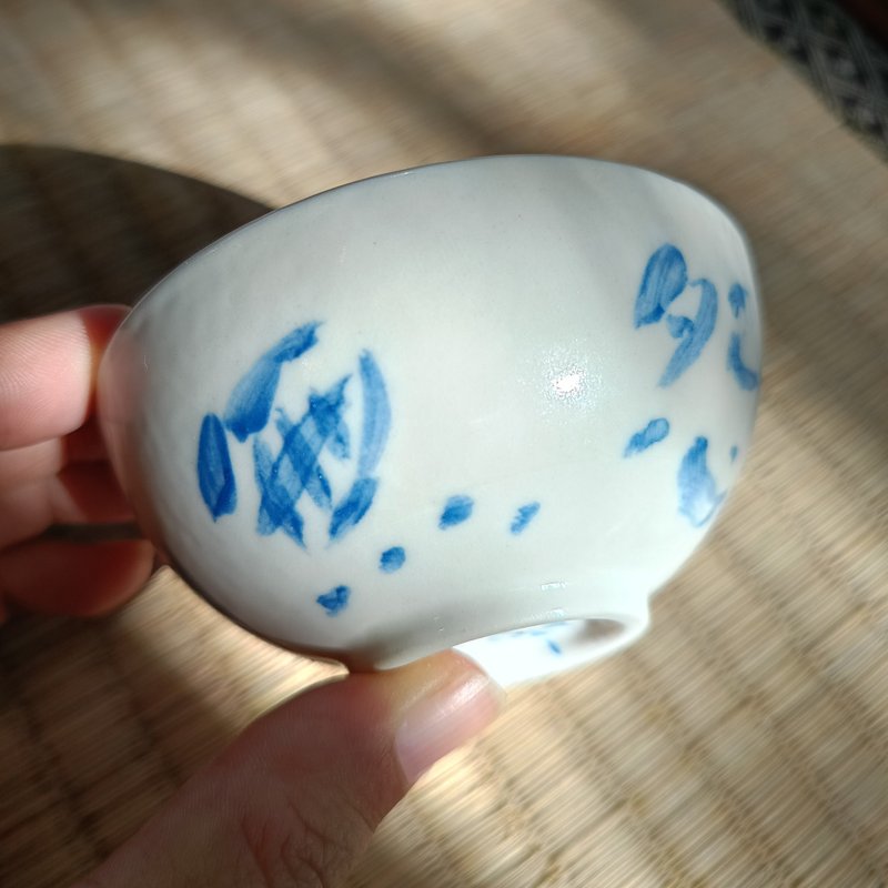 白瓷青花手繪茶杯高溫燒製 - 茶壺/茶杯/茶具 - 瓷 白色